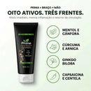 Mentol, Cânfora, Cúrcuma, Arnica, Ginkgo Biloba e Centella